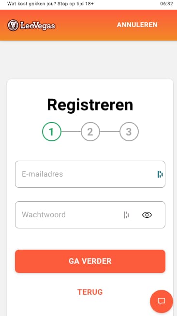 Registreren bij LeoVegas